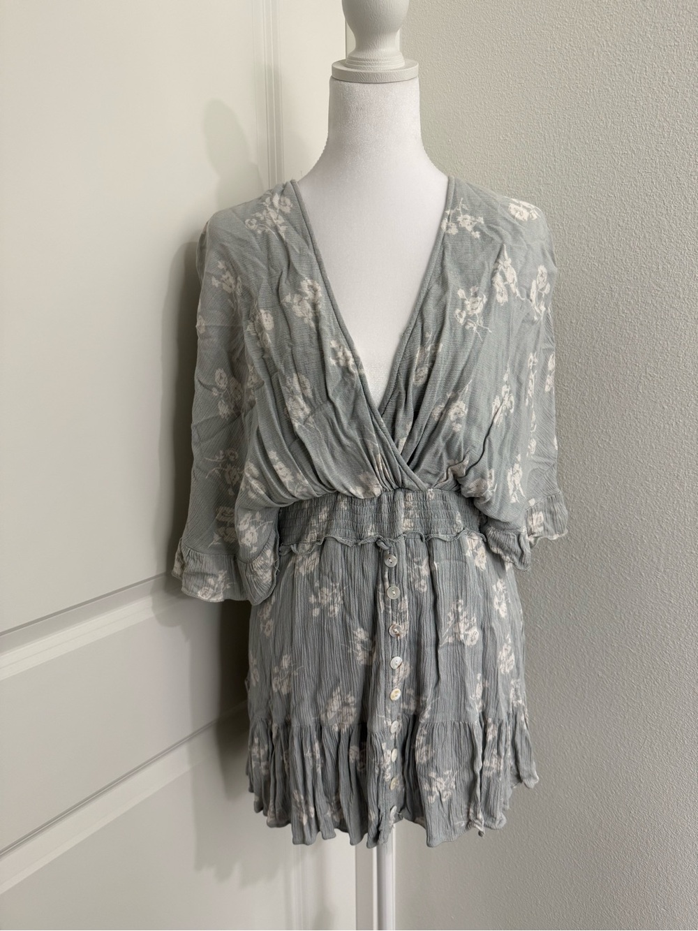 Light Gray Floral Romper